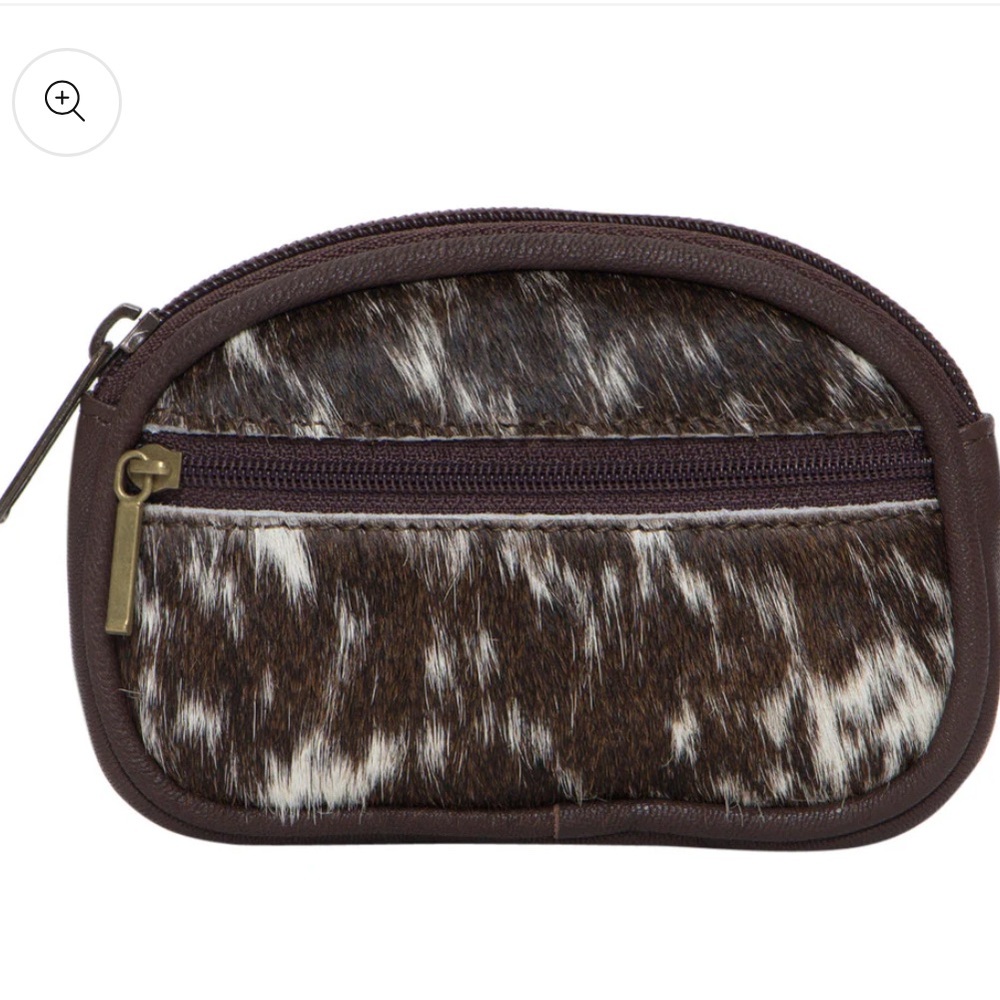 Viceroy Cowhide Zippered Card Case - Brown and White Hairon Brand New